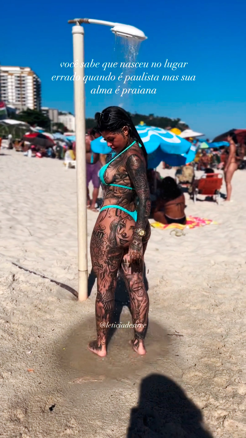 Leticia Desiree recebeu apoio após críticas por exibir corpo tatuado - Foto: Reprodução/ @leticiadesiree