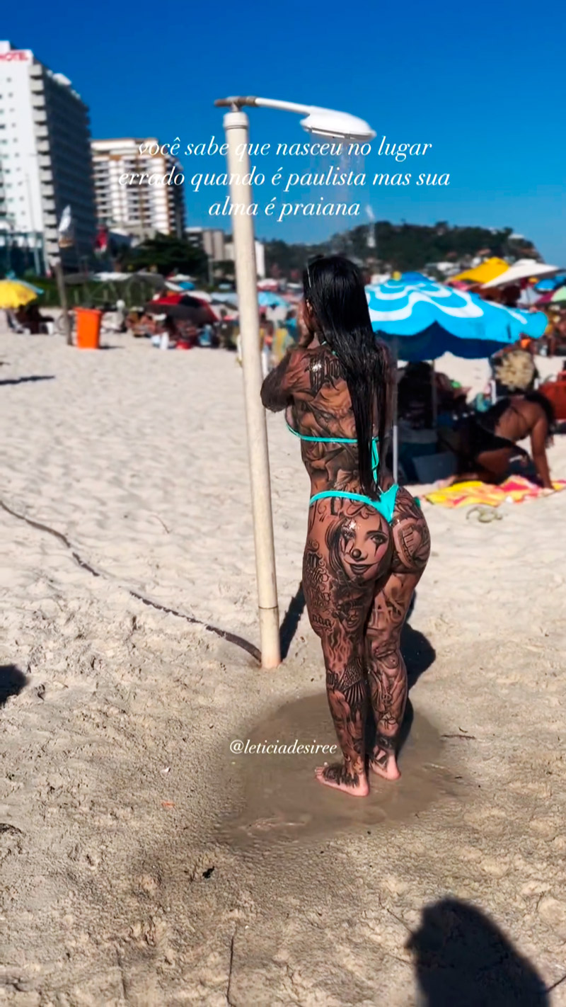Leticia Desiree recebeu apoio após críticas por exibir corpo tatuado - Foto: Reprodução/ @leticiadesiree