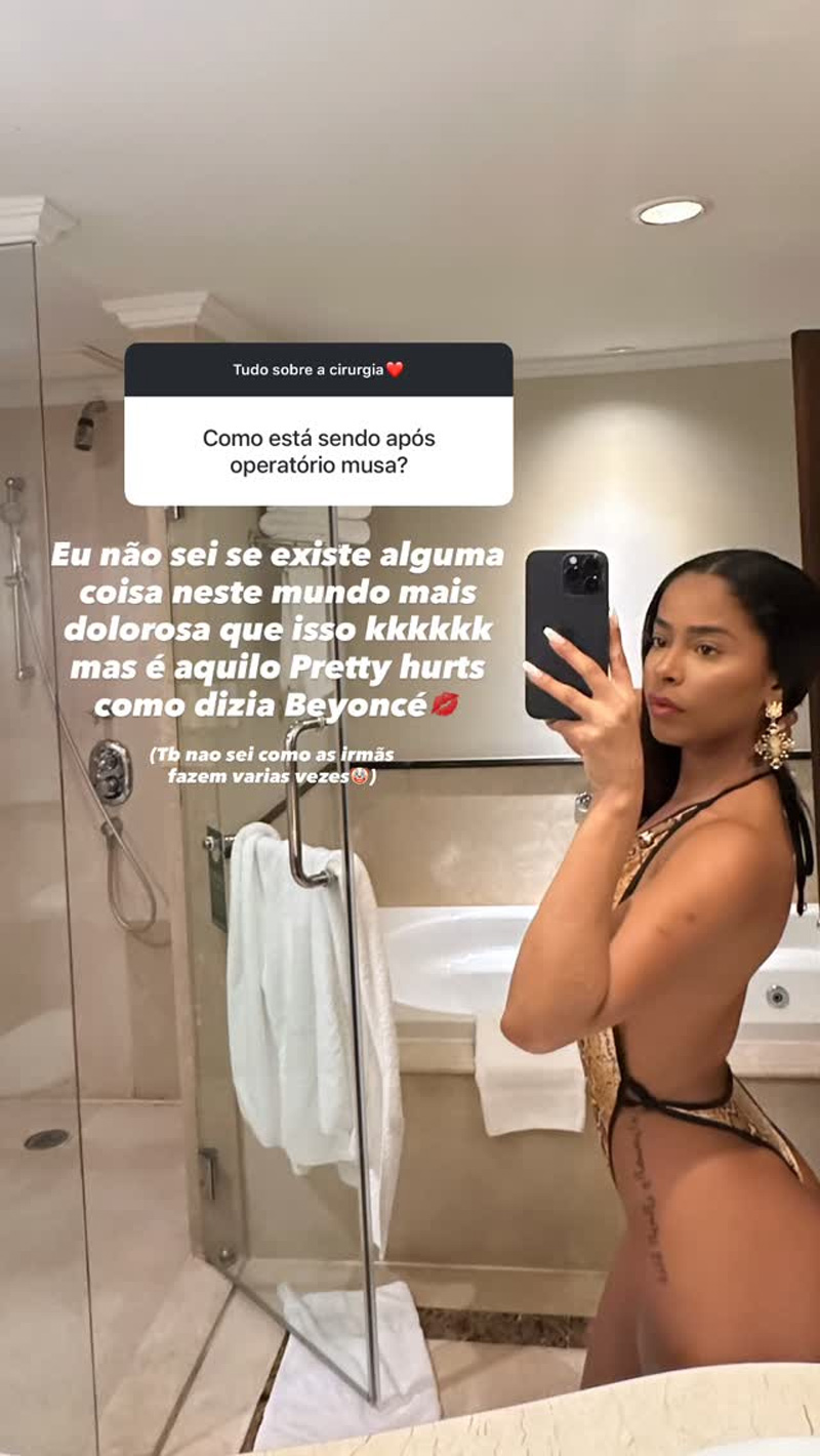 Lorena Maria falou sobre o pós-operatório das plásticas que custaram R$ 160 mil - Foto: Reprodução/ Instagram@badgallore