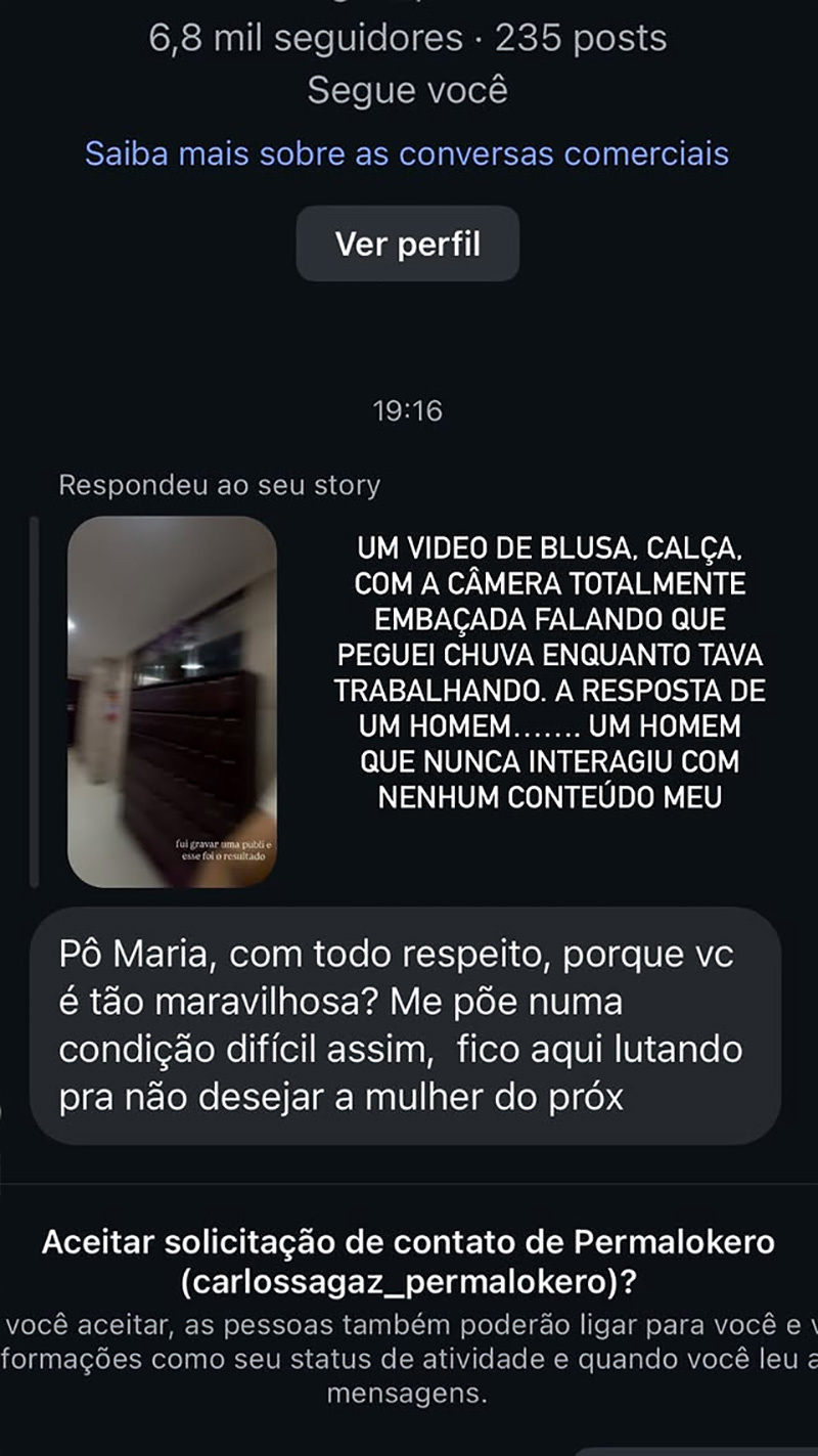Ex-BBB Maria contou que é assediada com frequência nas redes sociais - Foto: Reprodução/ Instagram@eumaria
