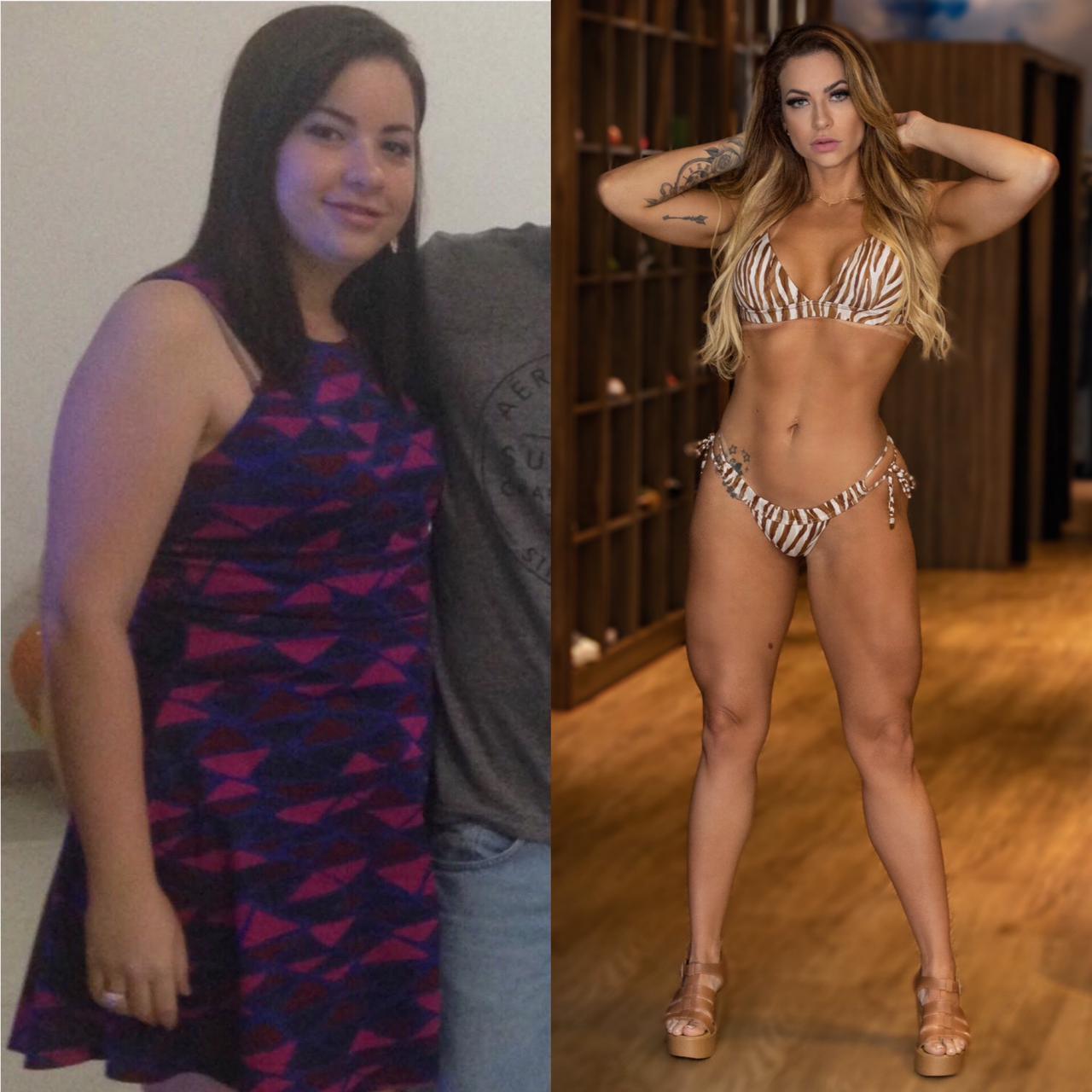 Melissa Lameira mostra antes e depois de começar a se exercitar