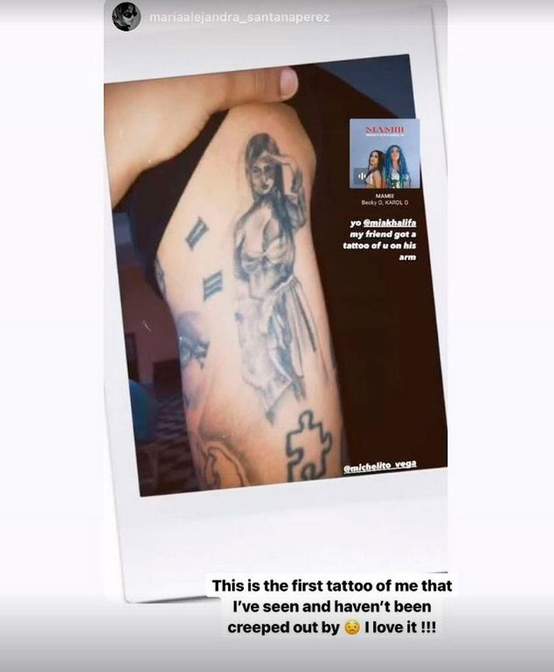 Mia Khalifa elogiou tatuagem feita por fã cubano - Foto: Reprodução/ Instagram@miakhalifa
