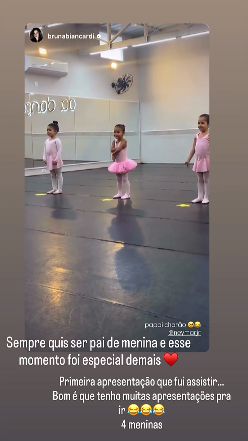 Neymar Jr. se emocionou durante apresentação de balé de Mavie - Foto: Reprodução/ Instagram@brunabiancardi