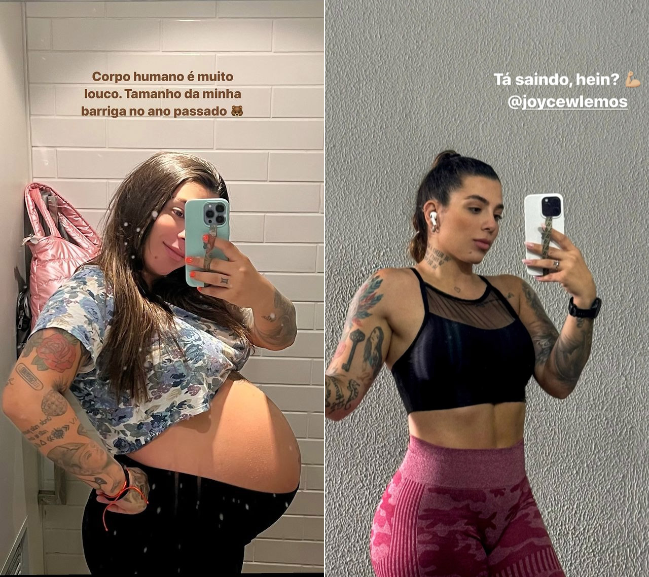 Petra Mattar mostrou antes e depois do corpo após o nascimento do filho - Foto: Reprodução/ Instagram@petra