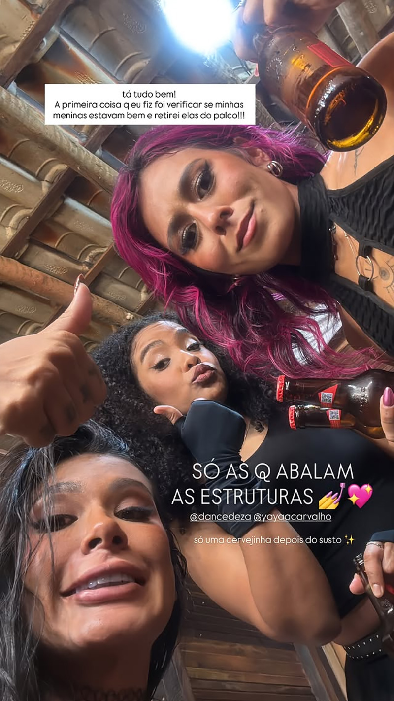 Pocah mostrou acidente durante apresentação em Minas Gerais - Foto: Reprodução/ Instagram@pocah