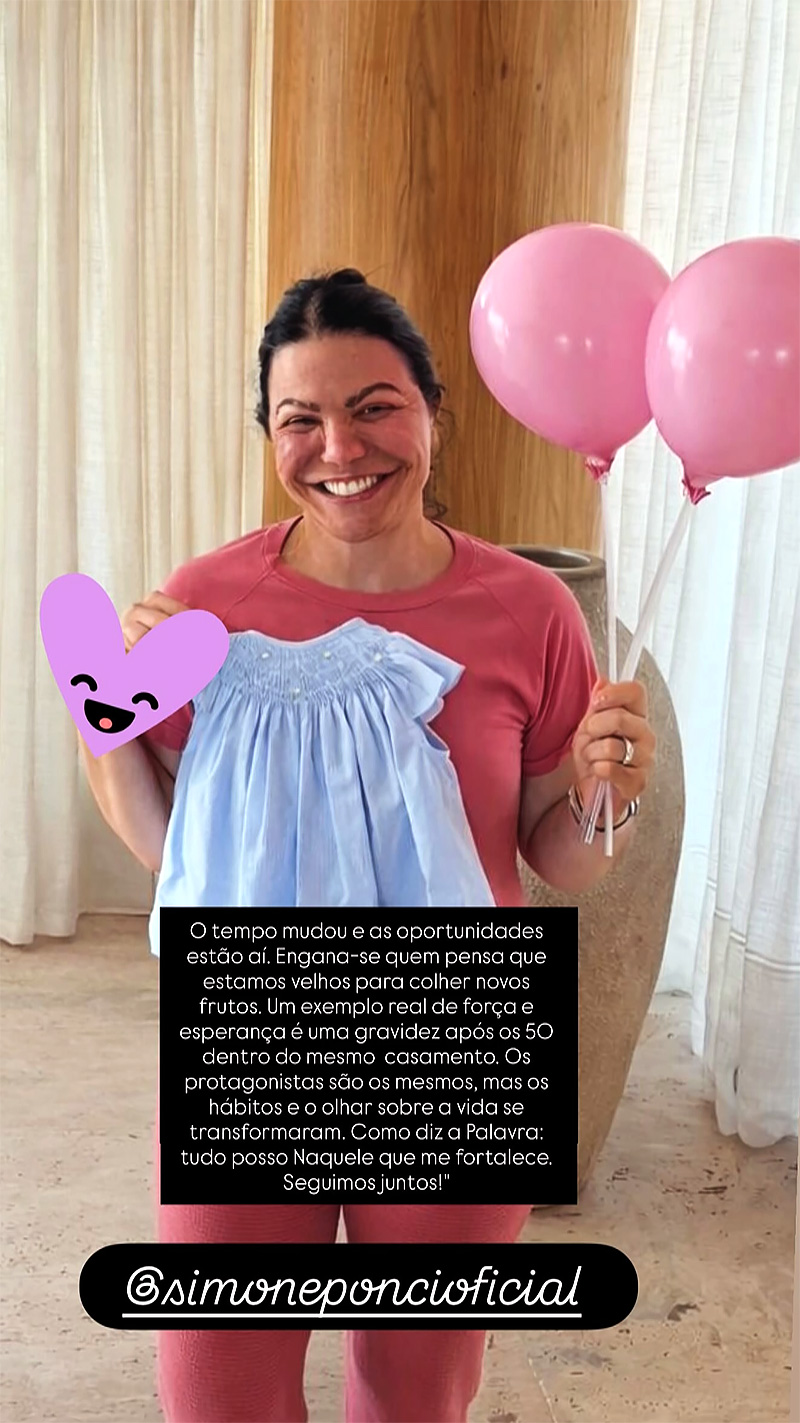 Mãe de Sarah e Saulo Poncio, Simone Poncio está grávida de uma menina - Foto: Reprodução/ Instagram@prmarcioponcio
