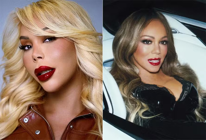 Sullen Carey (à direita) investiu cerca de R$ 100 mil para ficar parecida com Mariah Carey - Foto: Divulgação/ CO Assessoria