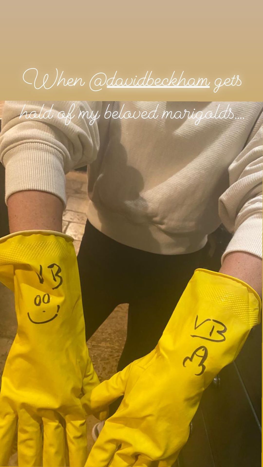 Luvas de Victoria Beckham "vandalizadas" pelo marido