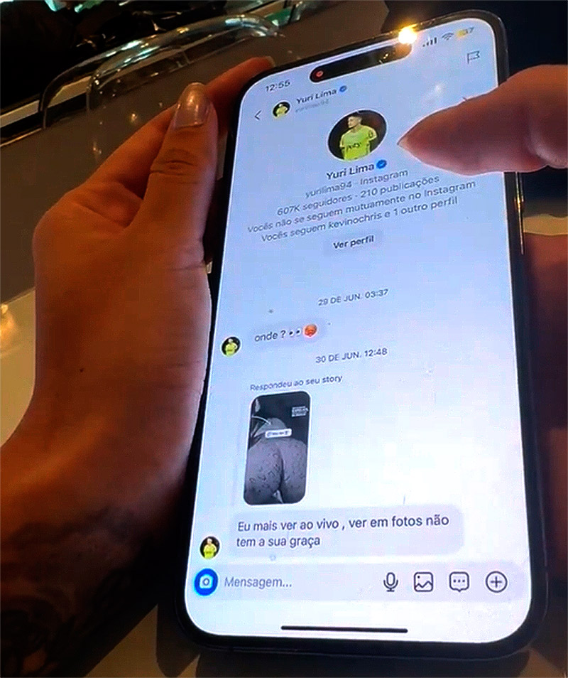 Fernanda Campos mostrou mensagem que recebeu de Yuri Lima - Foto: Reprodução/ @feercamppos